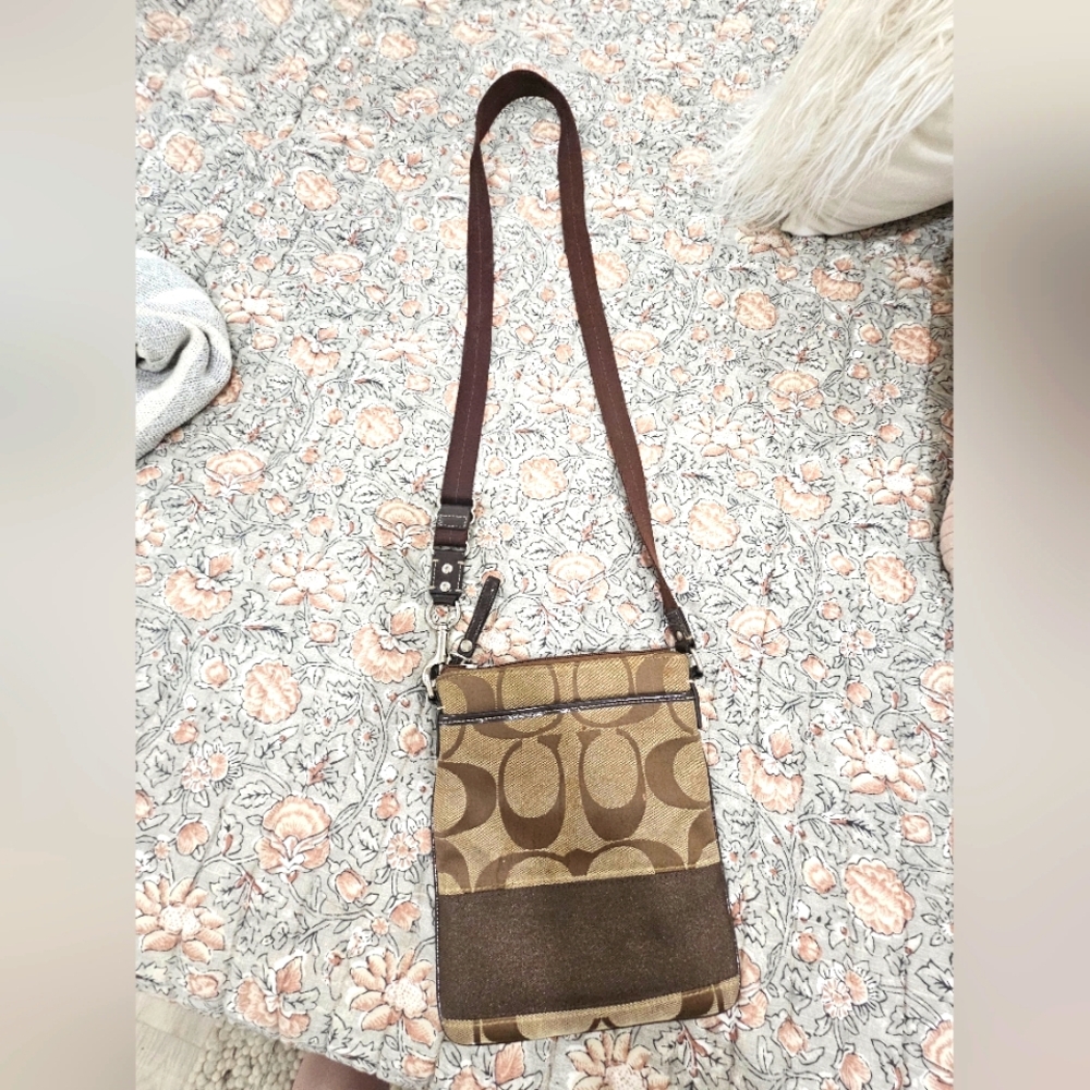 Coach Brown Crossbody Bag with Signature Monogram